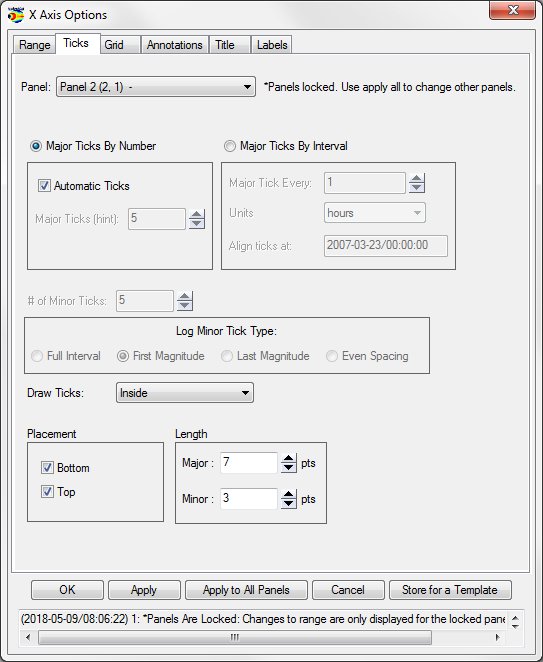 X/Y Axis Options: Ticks