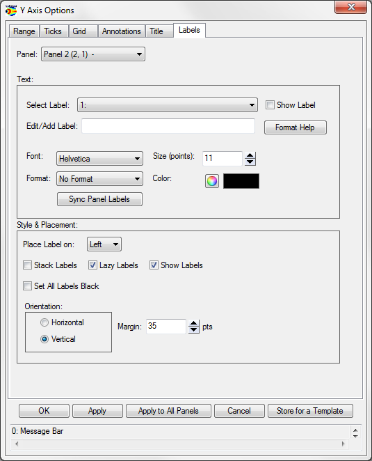 X/Y Axis Options: Labels