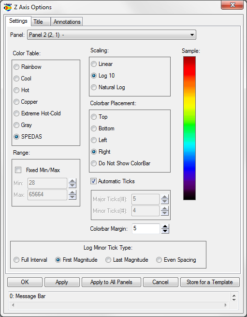 Z Axis Options: Settings