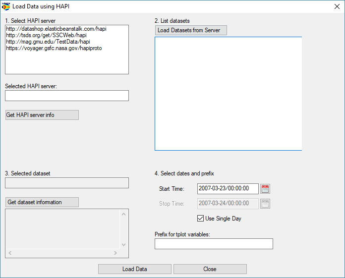 Load Data using HAPI Window