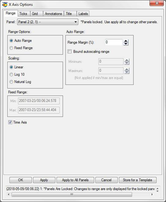 X/Y Axis Options: Range