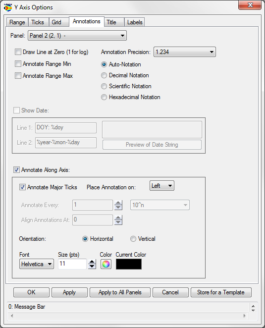 X/Y Axis Options: Annotation