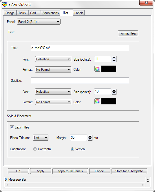 X/Y Axis Options: Title