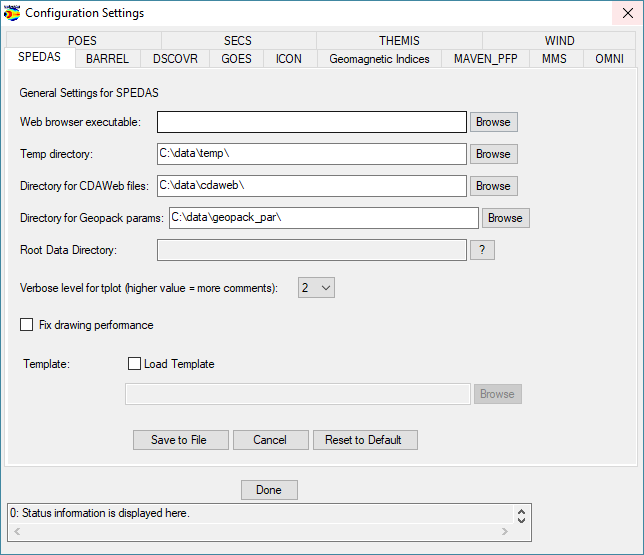 SPEDAS Configuration Settings