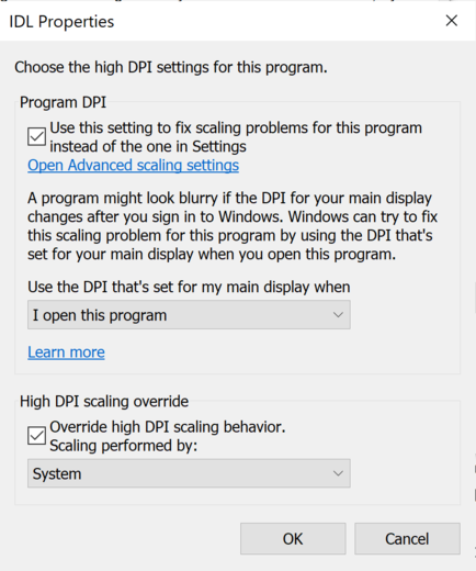 High-DPI compatibility settings