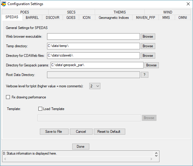 SPEDAS Configuration Settings